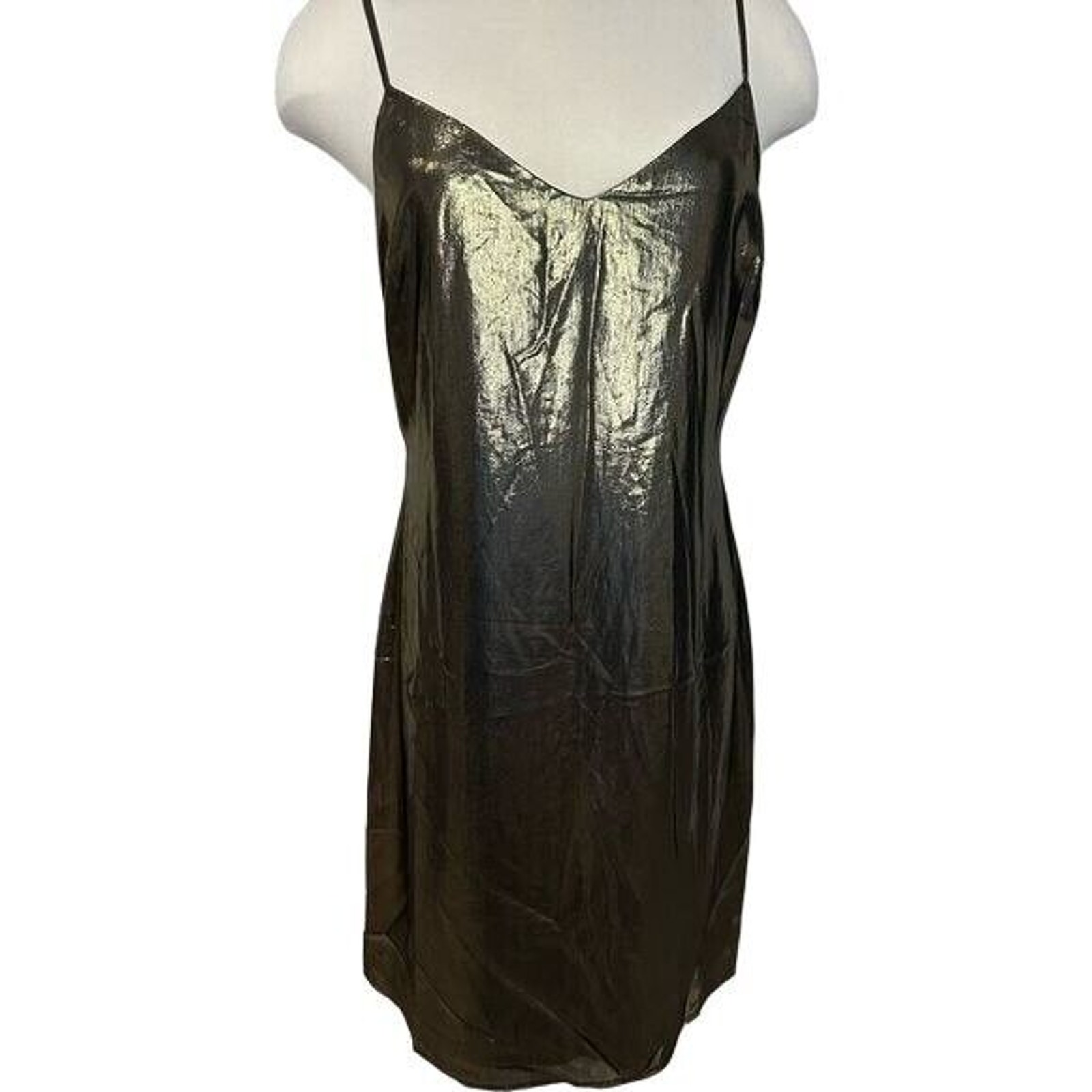 L’agence Metallic Gold Y2k 90s Slip Mini Dress Party Nwt Size S